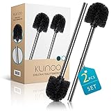 KLINOO Premium 2er Set Toilettenbürste schwarz Bürstenkopf mit Edelstahl Griff WC Bürste rostfreie Klobürste - Ersatztoilettenbürste - Ersatzklobürste