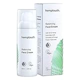 Hemptouch - biologische, beruhigende Hanf-Gesichtscreme, ausgleichende Formel für zu Akne oder Unreinheiten neigende fettige oder Mischhaut. Formel mit Hanf-Öl und Hanfblüten-Hydrolat, 50 ml