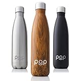 POP Vakuumisolierte Thermosflasche aus Edelstahl Design | Hält Getränke bis zu 24h kühl und bis zu 12h heiß | Trinkflasche ist Auslaufsicher und Schwitzt Nicht | BPA Frei | 740ml | Zebrana