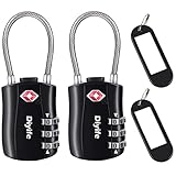 [2 Stück] TSA Gepäckschlösser, Diyife 3-stelliges Sicherheitsschloss, Kombinationsschlösser, Codeschloss für Reisekoffer Gepäcktasche Etui etc. (Schwarz)