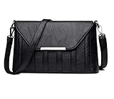 Handtasche Frau Schulter Diagonal Bag Fashion PU Handtasche 30 * 10 * 18,Black-OneSize