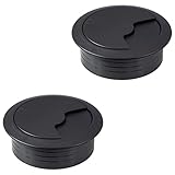 Gedotec Kabeldurchführung Schreibtisch Kunststoff TABLE rund | Kabeldurchlass schwarz | Kabelführung zum Eindrücken | Kabeldose Bohr-Ø 60 mm | Kabelausgang für Büromöbel, Tisch, Wohnmobil | 2 Stück