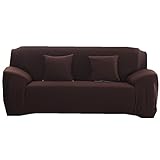 Sofa Bezug 1 2 3 4-Sitzer-Stoffüberwurf, Schonbezug, elastischer Überwurf für Sofa, Sessel, Couch zum Schutz, Farbe: pure, coffee, 3 Seater:190-230cm