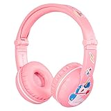 Kabellose Bluetooth Kopfhörer für Kinder - BuddyPhones Play | Verstellbare Lautstärkebegrenzung zu 75, 85, 94 dB | Faltbar mit 14h Batterielaufzeit | Optionales Kabel zum Mithören | Rosa