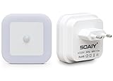 SOAIY 2er-Set LED Nachtlicht mit Bewegungsmelder energiesparend Steckdosenlicht PIR Sensorleuchte Warmweiß Kinderzimmer Flur Treppe