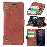 GHC Hüllen & Holster, für Vodafone Smart N9 (5.5 Zoll) Retro PU Leder Geldbörse Magnet Flip Hülle mit Ständer und Kartenslots (Farbe : Braun)