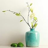 SUWIN Elegantes mediterranes blaues EIS knackte keramischen Vase, einfache Hauptdekoration, Tischplatten-Blumeneinsatz Porzellan