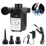 Pomisty Elektrische Luftpumpe,Elektrische Pumpe Multifunktion Elektropumpe mit 3 Luftdüse Kompressor für Luftmatratzen, Schlauchboote, Gästebetten, Aufblasbare Schwimmtiere Oder Camping–Automatisches
