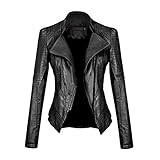 Lonlier Damen Jacke Kunstlederjacke Bomberjacke Biker Leder Oberteile Mantel