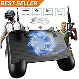 Mobile Game Controller für PUBG 5-in-1 Upgrade Version Gamepad Shoot and Aim Trigger Phone Cooling Pad Power Bank für Android & iOS Fortnite/Messer Out