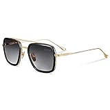 SHEEN KELLY Luxus Retro Sonnenbrille Quadratische Brillen Metallrahmen für Männer Frauen Klassiker Sonnenbrille Piloten Gold Schrittweise Linsen, Grau, 