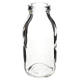 Annastore 12 x Glasfläschchen mit Dekoband 6 M H 10,5 cm - kleine Deko Vasen für die Tischdeko Vintage - Minivase Glasvase
