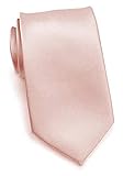 Puccini Lachsfarbene Uni-Krawatte Herren, Satin-Schimmer, Rosa Krawatte, Mikrofaser, 8,5 cm breit, Handarbeit, Hochzeit & Alltag