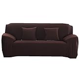 Sofa Bezug 1 2 3 4-Sitzer-Stoffüberwurf, Schonbezug, elastischer Überwurf für Sofa, Sessel, Couch zum Schutz, Farbe: pure, coffee, 3 Seater:190-230cm