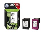 HP 302 Multipack Original Druckerpatronen (Schwarz, Farbe) für HP Deskjet 1110, 2130, 3630; HP OfficeJet 3830, 4650; HP ENVY 4520