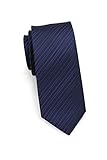PUCCINI Elegante schmale Krawatte, modernes Streifendesign, 2 verschiedene Farben, Mikrofaser, 6 cm Skinny / Slim Tie, Handarbeit (Dunkelblau)