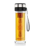 bonvivo Vitalitea Glas-Trinkflasche Für Smoothies Und Tee, Mit Thermo-Funktion Und Tea-Filter, 0,45 Liter, In Schwarz