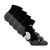 Snocks Damen & Herren - kurze & hohe - Sport & Lauf Socken (5x Paar) Ideal zum Joggen, Laufen etc. - Baumwolle - Schwarz - 39 - 42