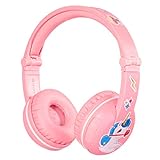 Kabellose Bluetooth Kopfhörer für Kinder - BuddyPhones Play | Verstellbare Lautstärkebegrenzung zu 75, 85, 94 dB | Faltbar mit 14h Batterielaufzeit | Optionales Kabel zum Mithören | Rosa
