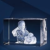 Isonio 3D Glasfoto - Ihr Foto in 3D in Viamant Glas gelasert - 3D Foto für Fotos mit maximal 1-3 Personen (L Querformat 90x60x50mm)