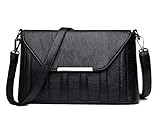 Handtasche Frau Schulter Diagonal Bag Fashion PU Handtasche 30 * 10 * 18,Black-OneSize