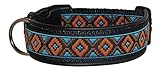 Ledustra Hundehalsband Indianer Borte Azteken Leder Halsband Handarbeit Klickverschluss (38-43 cm)