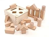 CreaBLOCKS 2-in-1 Steckbox / Baby - Bauklötze Formensortierspiel / Sortierbox Buchenholz Natur ohne Farben naturbelassen (Standard)