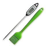 Cosi Set: Küchenthermometer und GRATIS Silikon-Pinsel. Digital Fleisch-Thermometer mit extra Langer Sonde und LCD für Haushalt und Grill