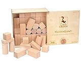 CreaBLOCKS Holzbausteine für Kleinkinder Set 54-teilig für Kinder ab 6 Monate | unbehandelte Holzbauklötze Made in Germany (in der Schiebdeckelkiste)