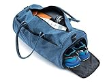 ZEDOR - Sporttasche mit Schuhfach | Ideale Fitnesstasche mit Tragegurt und Flaschenhalter | Wasserabweisend (Blau)