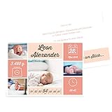 greetinks 20 x Geburtskarten 'Unboxed' in Rosa | Personalisierte Karten zur Geburt zum selbst gestalten | 20 Stück Babykarten Dankeskarten