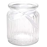 Annastore 12 Stück Windlichter aus Glas klar H 9 cm inkl. Dekoband + Herzen mit Öse zum Verzieren - Teelichtgläser Vase