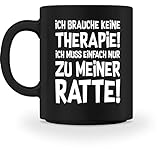 shirt-o-magic Ratte: Therapie? Lieber Ratten - Tasse -M-Schwarz