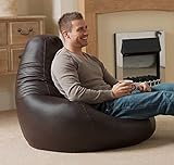 Bean Bag Bazaar® Gamer Sitzsack Sessel Kunstleder, Bräun - 98cm x 80cm, Großer Sitzsack Gaming für Erwachsene