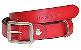 FIA-MONETTI Ledergürtel rot mit modischer Schnalle Breite 2,3 cm - Länge 115 cm - sehr leicht kürzbar!