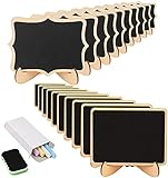20 Mini Holz Tafel Set, KAKOO Kreidetafel Memotafel mit Stand-Füße als Tischkarte Platzkarte Namen Preis Schild für Landhaus Buffet Party Deko Vintage Hochzeit Tischdeko
