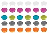 Franken Magnete Haftmagnete für Whiteboard, Kühlschrank, Magnettafel, Magnetwand, farblich sortiert in trendigen Farben: perlweiß, pink, hellblau, hellgrün, silber, orange, 30 Stück