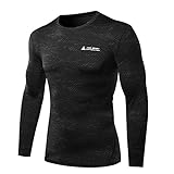 Herren Quick Dry Funktion Sport Kompressionsshirt - Langarm Funktionshirts Base Layer Shirts by AMZSPORT Size L