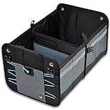 GLOBEPROOF Kofferraum-Tasche | PKW-Klapp-Box ideal als Faltbox-Einkaufskorb & Auto-Organizer | XXL & ultrastark in edlem Schwarz-Grau mit 50 Liter Volumen (32x38x60cm) (Blau)