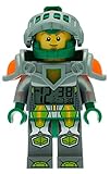 LEGO Nexo Knights 9009426 Aaron Kinder-Wecker mit Minifigur und Hintergrundbeleuchtung , grün/grau , Kunststoff , 24 cm hoch , LCD-Display , Junge/ Mädchen , offiziell