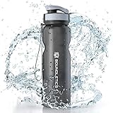 Boundletics Trinkflasche 1L - Wasserflasche BPA frei - Tritan Sportflasche Black