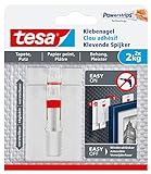 tesa Verstellbarer Klebenagel für Tapeten und Putz / Selbstklebender Nagel von tesa Powerstrips / 2 x 2 kg Halteleistung