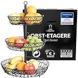 Chefarone Obst Etagere - Obstschale Metall für mehr Platz auf der Arbeitsplatte - dekorativer Obstkorb schwarz - Etageren mit Obstschalen (36 x 36 x 52 cm)