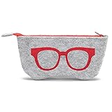 JUTTA Brillenetui für Damen und Herren Brillenbox Etui in Rot für Brillen und Sonnenbrillen - Box Modell: Hardcase-Filz in Groß