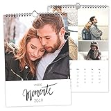 Moderner Fotokalender 2019 mit Druck Ihrer Bilder | Weiß | Personalisierter Wandkalender zum selbst gestalten | Wandkalender DIN A4 210 x 297 | Hochwertiges Papier | Spiralbindung | Kalender drucken