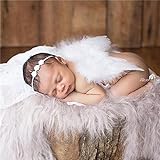 HENGSONG Baby Neugeborene Fotoshooting Kostüm Engelsflügel Fotografie Prop Engel Feder mit Blumen Haarband