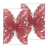 50 Einladungskarten aus Papier mit lasergeschnittenem Schmetterlings- und Blumenmuster, als Hochzeitseinladung oder für Verlobung, Geburtstag, Abschluss oder Babyparty rot