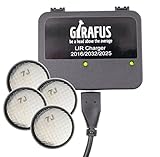 Girafus Knopfzellen Ladegerät für LIR-2032/2016 2025 Akkus USB Batterieladegerät Inklusive 4X LiR2032 3.7Volt Akkus (ersetzen CR2032 Batterien) Akkuladegerät