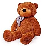 Lumaland Riesen XXL Teddybär Plüsch Kuschelbär Kuscheltier mit Knopfaugen braun 120 cm