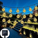 Nasharia LED Solar Lichterkette mit LED Kugel 6.5M 30 LEDs 8 Modi IP65 Wasserdicht Warmweiß Lichterkette mit Lichtsensor, Kristallbälle Beleuchtung für Garten Terrasse Hof  Haus Party